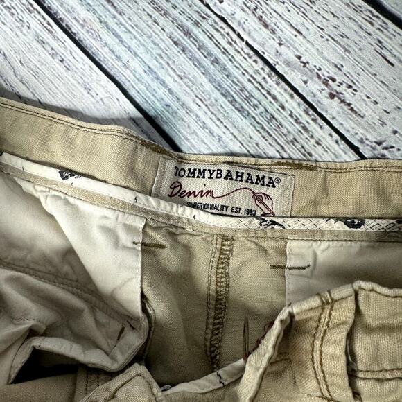 Tommy Bahama Linen Blend Tan Cargo Shorts Mens 38 - Picture 2 of 4